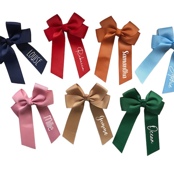 Personalised 4inch Hair Bow With Clip | Lots Of Colours | Choose Your Font |