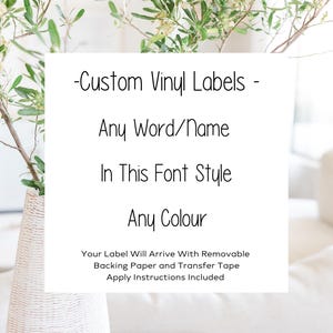 Etichette personalizzate / Adesivo in vinile / Qualsiasi nome / Organizza la tua dispensa, cucina, bagno e casa / Scegli il colore e la dimensione / F11
