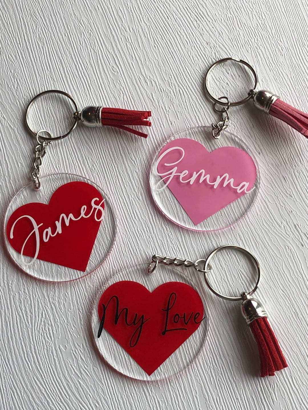 Buy Personalised Heart Keyring With Tassel: Acrylic Name Keychain Online in  India