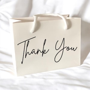 White Thank You Gift Bag With Rope Handle Personalised With Name Small Medium Large Bags Gifts Present Table For Her Him Family Appreciation