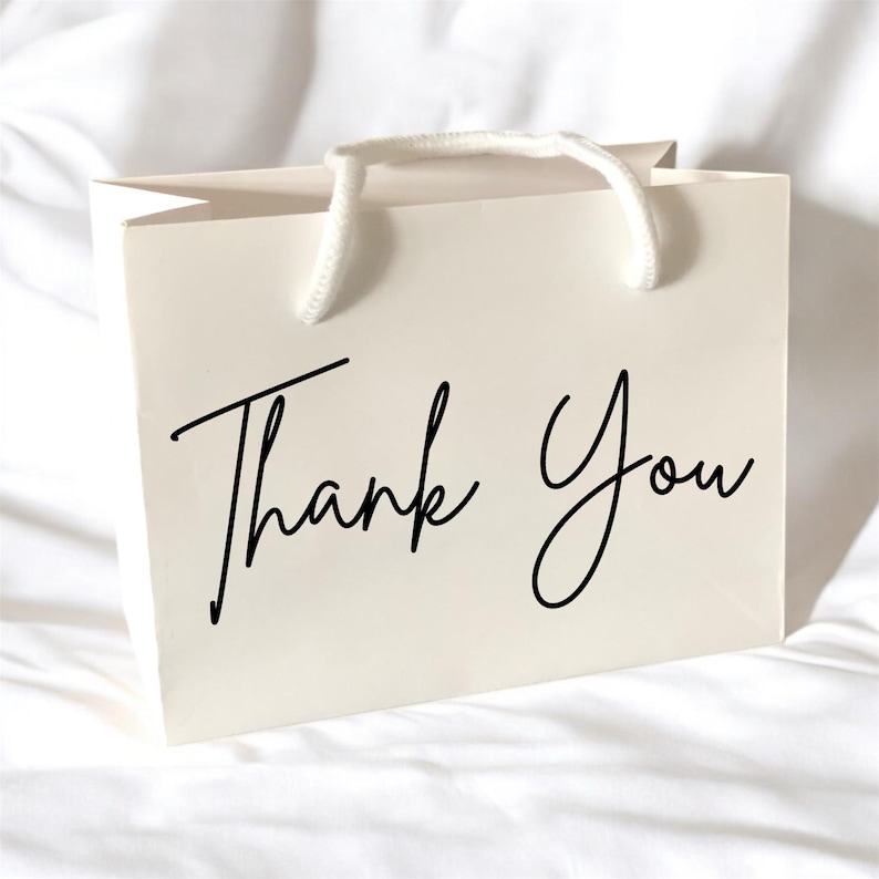White Thank You Gift Bag With Rope Handle Personalised With Name Small Medium Large Bags Gifts Present Table For Her Him Family Appreciation