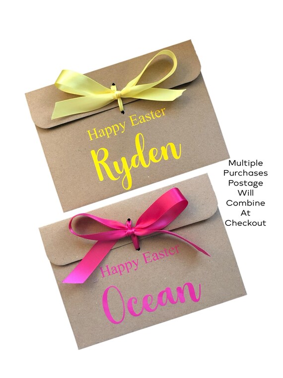 Personalised Happy Easter Kraft Envelope with Ribbon: Money/Voucher Gift