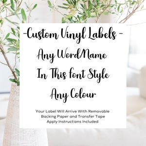 One Custom Label | Sticker Vinyl | Decal | Organise Your Home Pantry Cupboard Drawers Tubs Storage Bedroom Bathroom Garage | F9