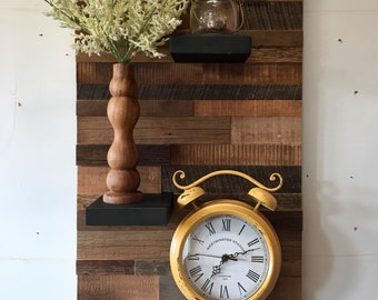 Reclaimed Barn Wood Wall Art with Shelves – Handmade
