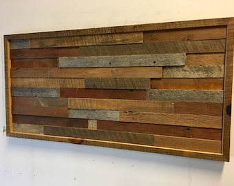 Handmade Reclaimed Barn Wood Wall Art, Rustic Horizontal Slats
