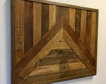 Reclaimed Barn Wood Wall Art - Rustic Mountain Design