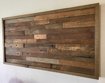 Handmade Reclaimed Barn Wood Wall Art, Horizontal Slat Design