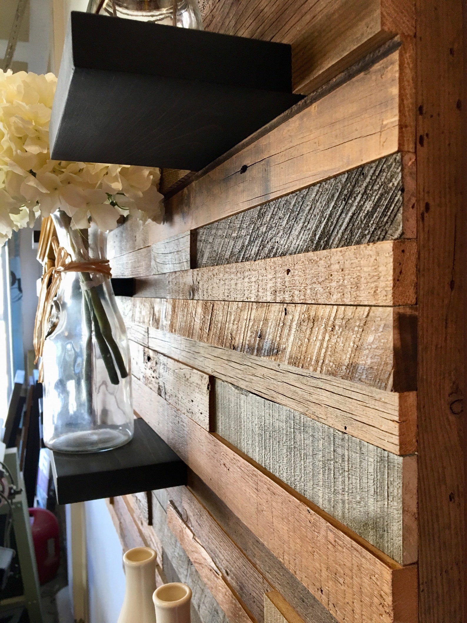 Reclaimed Barn Wood Wall Art With Shelves FREE SHIPPING - Etsy