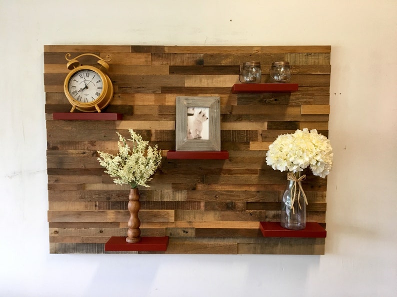Reclaimed Barn Wood Wall Art With Shelves FREE SHIPPING Etsy