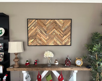Reclaimed Wood Wall Art: Herringbone Pattern