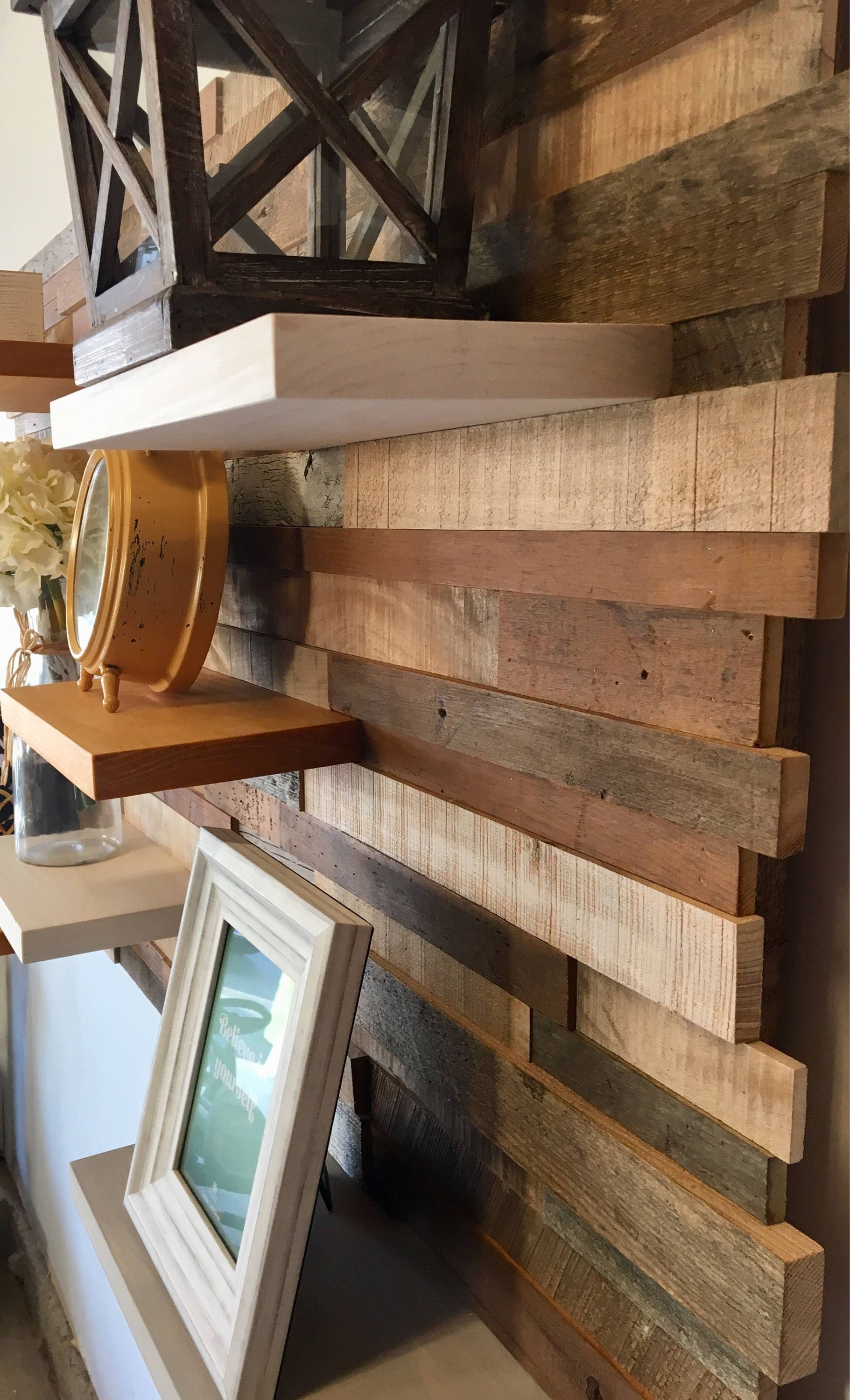 Photo inspiration: Fresh Look at Reclaimed Barn Wood Wall Art With Shelves Handmade Rustic Decor