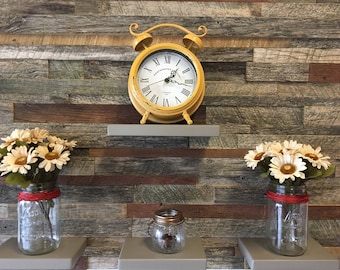 Reclaimed Barn Wood Wall Art with Shelves - Handmade