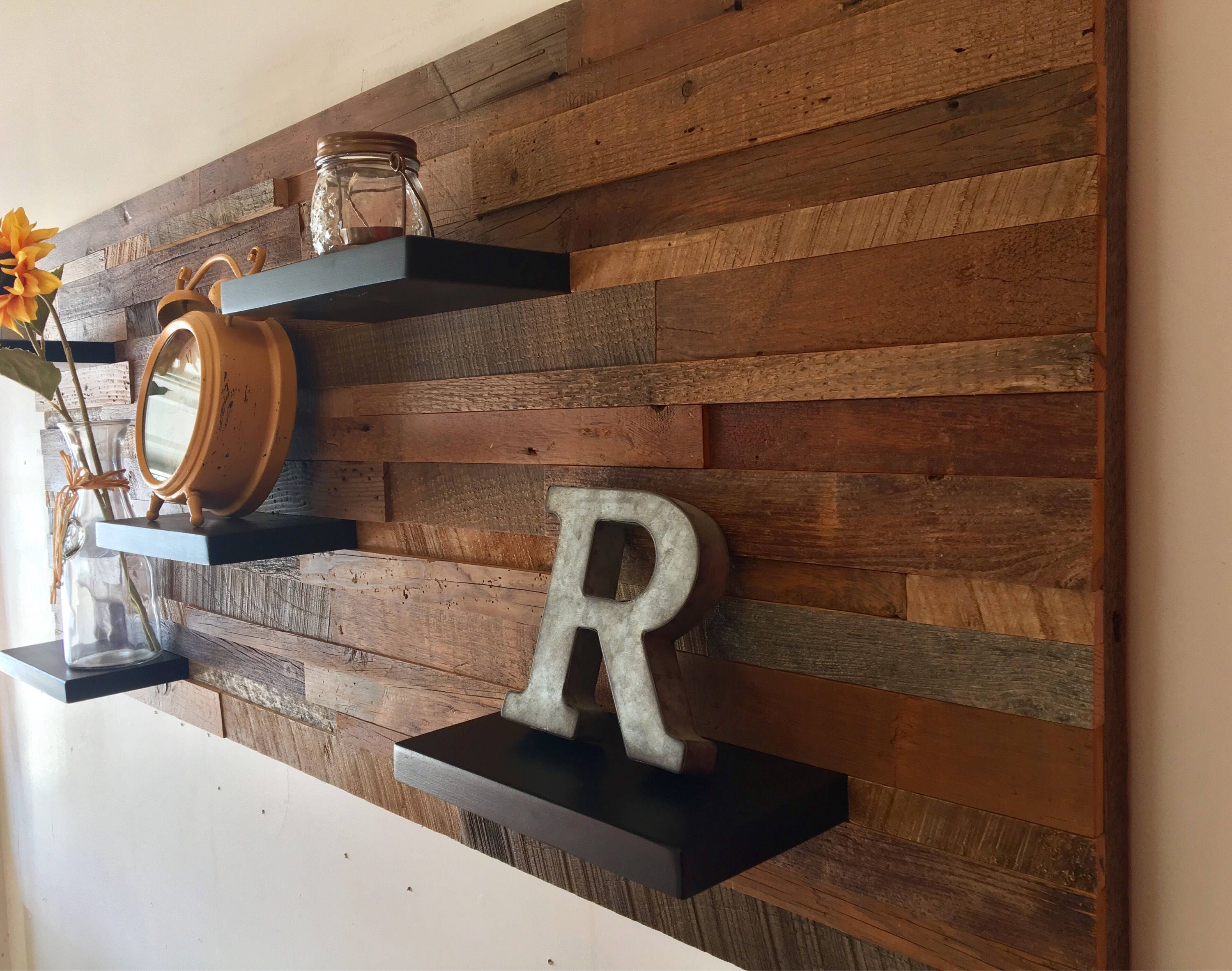Reclaimed Barn Wood Wall Art With Shelves – Handmade Rustic Decor - Etsy