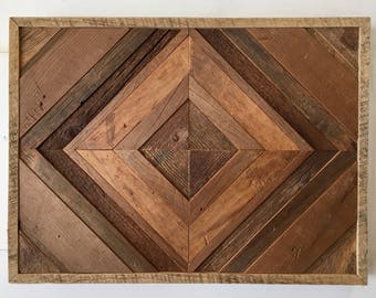 Reclaimed Barn Wood Wall Art, Diamond Pattern