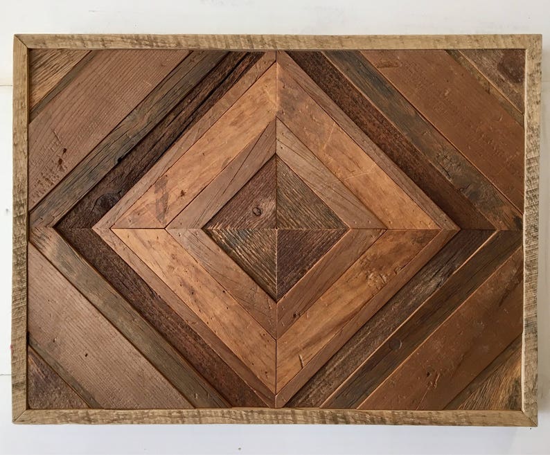 Reclaimed Barn Wood Wall Art diamond Pattern FREE SHIPPING - Etsy