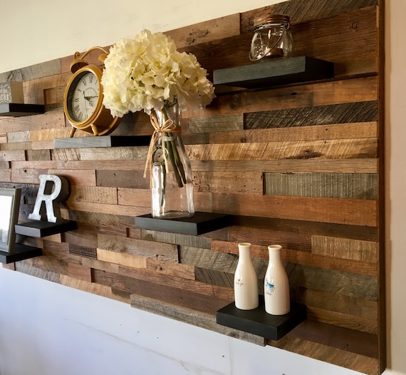 Reclaimed Barn Wood Wall Art With 7 Shelves FREE SHIPPING Etsy
