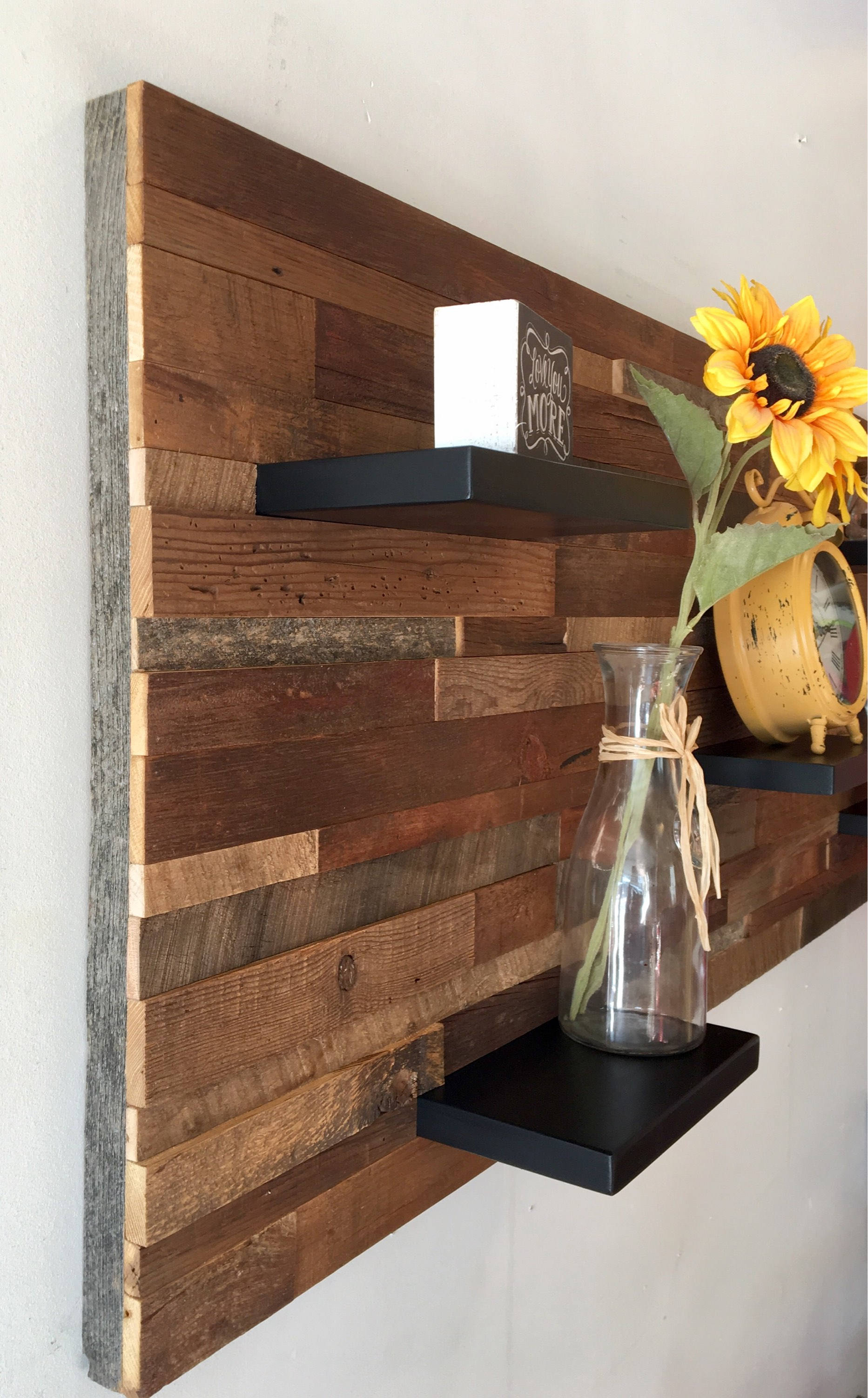 Reclaimed Barn Wood Wall Art With Shelves – Handmade Rustic Decor - Etsy