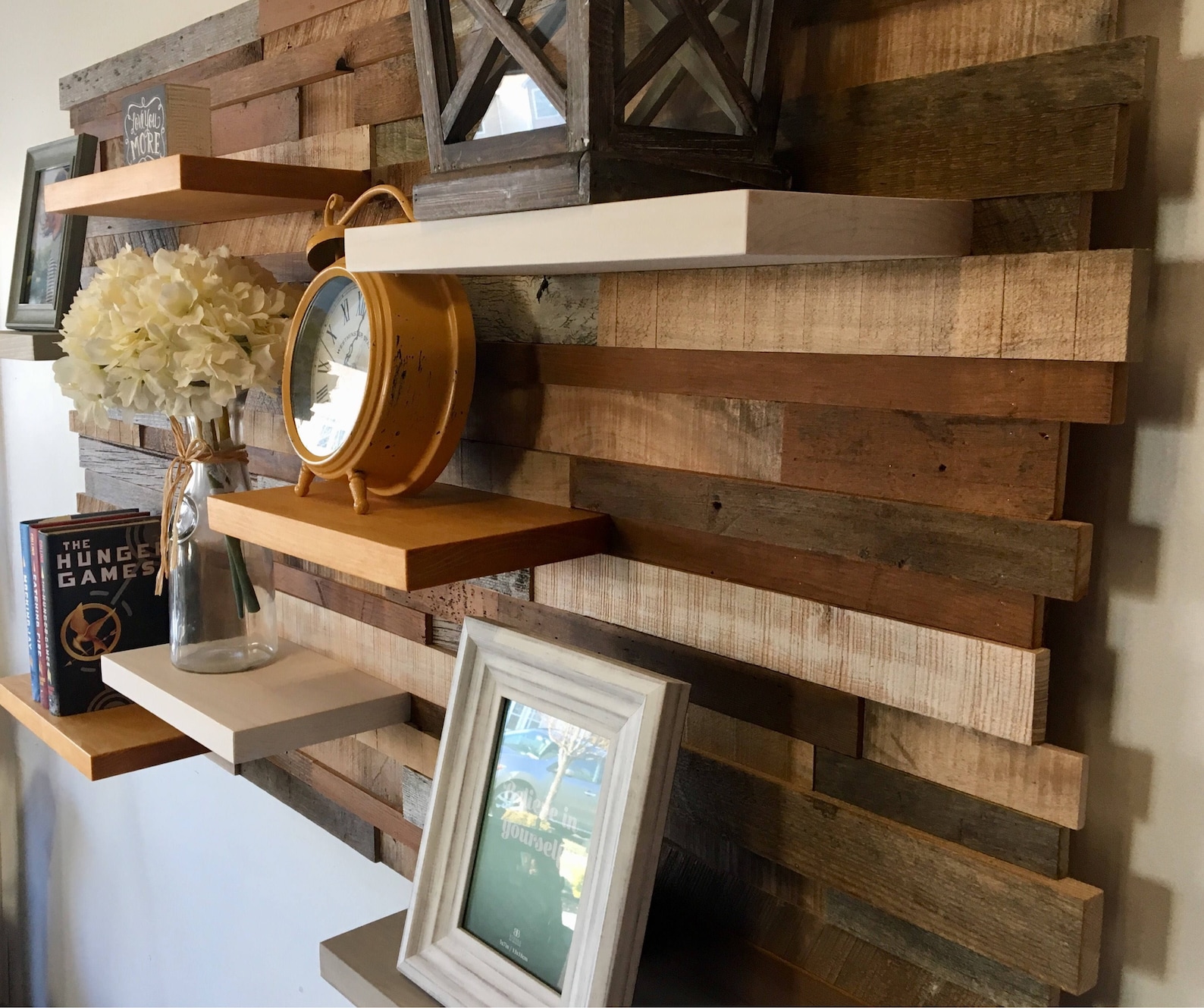 Photo inspiration: Picture Idea: Reclaimed Barn Wood Wall Art With Shelves Handmade Rustic Decor