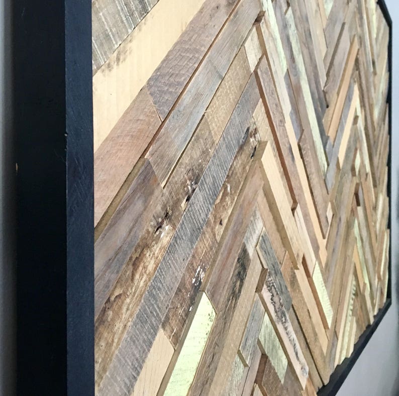 Reclaimed Wood Wall Art Herringbone Slats FREE SHIPPING Etsy Nederland