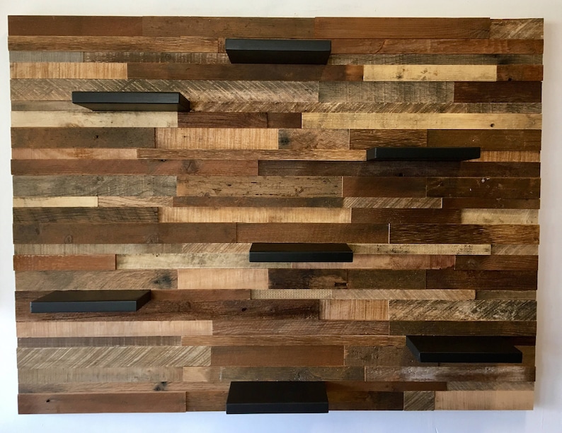 Reclaimed Barn Wood Wall Art With Shelves FREE SHIPPING Etsy