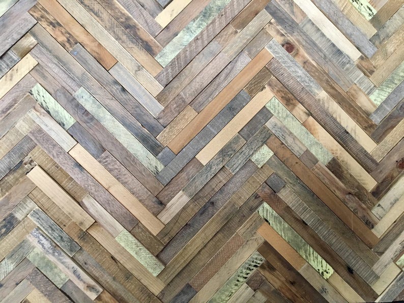 Reclaimed Wood Wall Art Herringbone Slats FREE SHIPPING Etsy