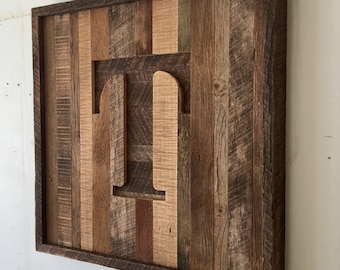 Reclaimed Barn Wood Monogram Wall Art
