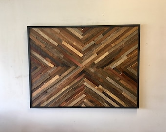 Reclaimed Barn Wood Wall Art, X Pattern