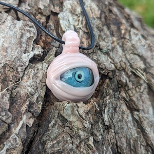 Pink and Blue Glass Eyeball Pendant