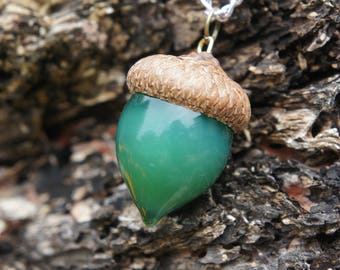 Dark Jade Acorn Pendant