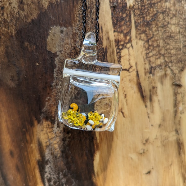 Bees & Honey Glass Baggie Pendant