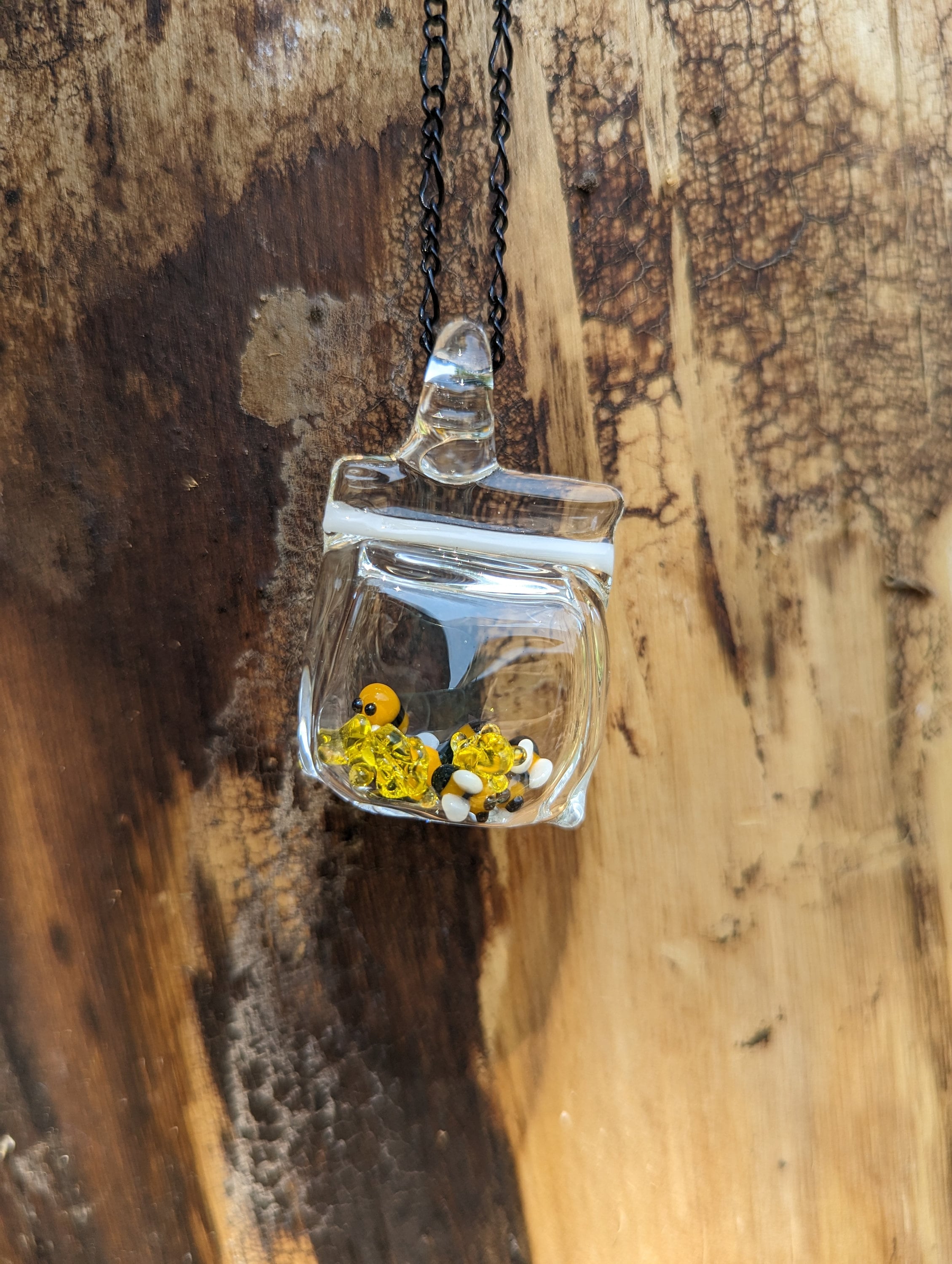 Bees & Honey Glass Baggie Pendant