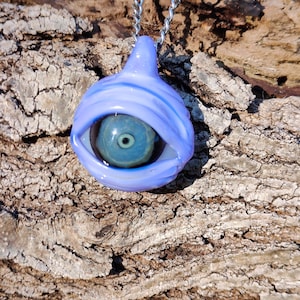 Purple and Blue Glass Eyeball Pendant