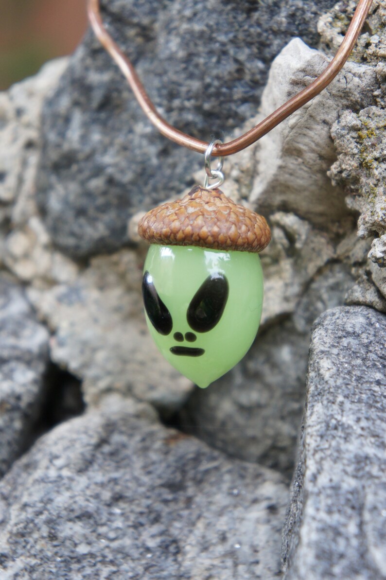Alien Head Glass Acorn Pendant - Etsy