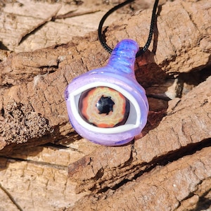 Purple Sun Burst Glass Eyeball Pendant