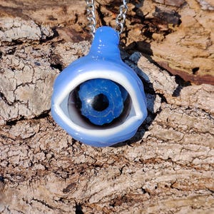 Ice Blue Glass Eyeball Pendant