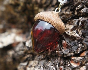 Ruby Red Acorn Pendant