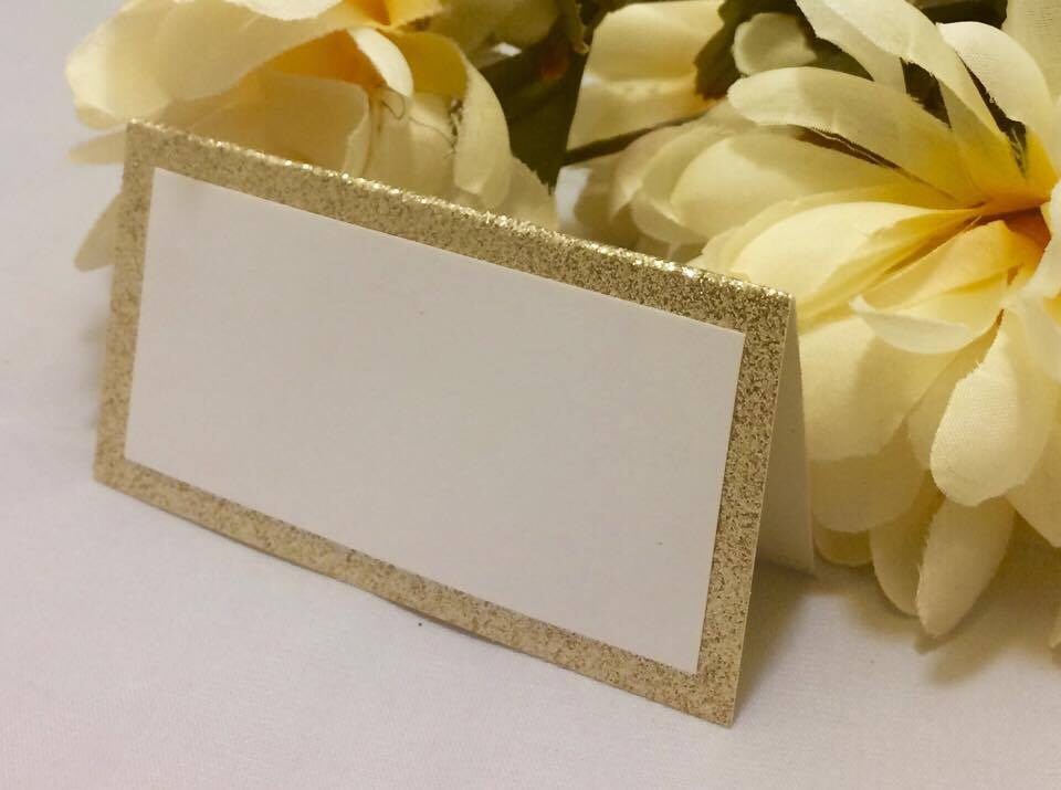 Glittery Gold Elegant Name Place Cards for Wedding, Birthdays, Holidays