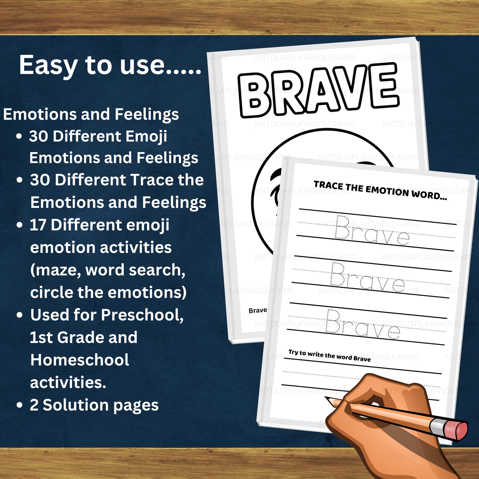 Emoji Emotions and Feelings Coloring Activity Pages, Digital Download ...