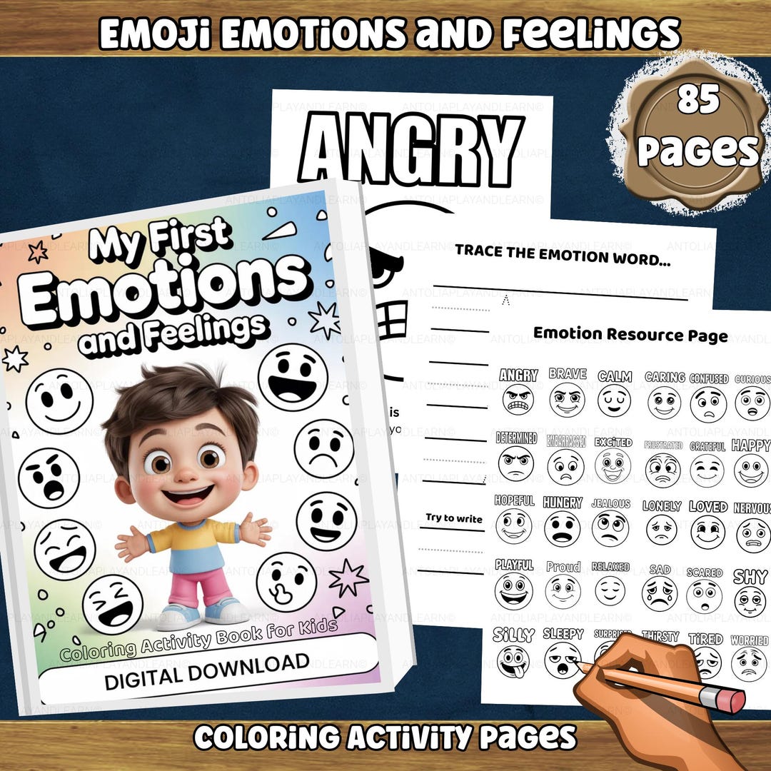 Emoji Emotions and Feelings Coloring Activity Pages, Digital Download ...