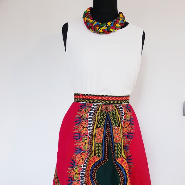 African Print Short Skirt/  African Print Skirt /Ankara Skirt/  Pink Dashiki