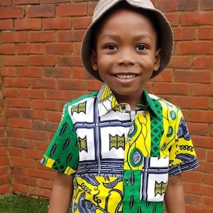 Clearance Sales!! Boys African Shirt/ African Shirts For Boys , Handmade African Print Clothes,  Party Shirt, Toddler Shirt, GREEN