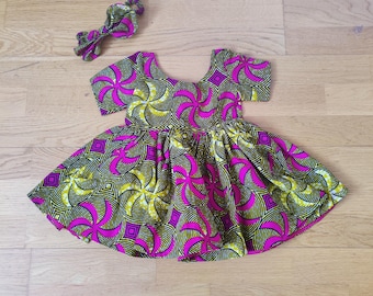 African Print Girls Dress: Ankara Cotton Party Dress
