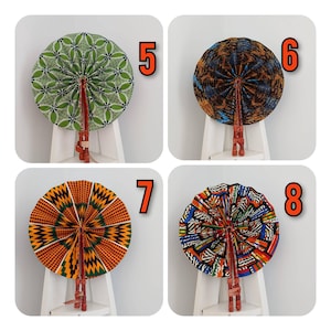 Sale /African Print Fan/ African Print Folding Hand Fan/ Handmade Leather and African Print  Fan/ Regular Size