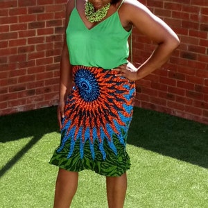 African Print Elasticated Skirt/ Pencil Skirt/ Ankara Print Skirt/ Sefa image 4