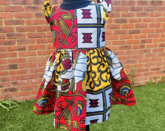 Little Girl's Dress,  African Print Girls Dress, Party Dress, Church Dress, Toddler Dress,  Ankara Girls Dress, Kuay