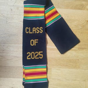 Black graduation stole /Authentic Kente Shawl /Graduation Sash/ Authentic Kente Stole Class of 2025/ Graduation Stole / Graduation Sash