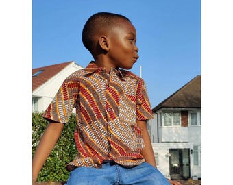 5-6 year old shirt/ African Shirts For Boys , Ankara Print, Handmade/ Party Shirt, Toddler Shirt, Boys Cotton Shirt, Handmade Short Sleeve