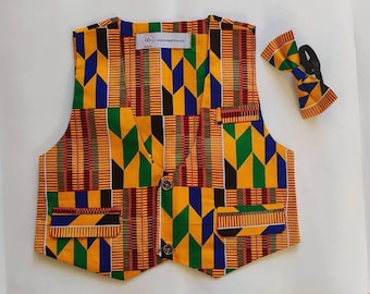 Kente Print Vest/ Waistcoat  and Bowtie Set / Toddlers/Boys / Children