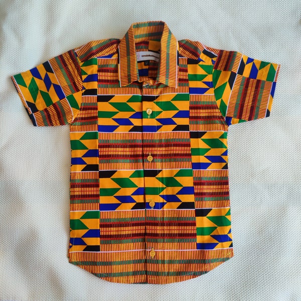 Chemise africaine pour garçons/chemises africaines pour garçons, chemise pour enfants d'Ankara, vêtements imprimés africains faits main, chemise de soirée, chemise pour tout-petit, kente