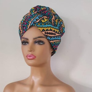 Satin lined Head Wrap with band,  Natural Hair Covering, protective styling, gift for her Satin Lined  Bonnet